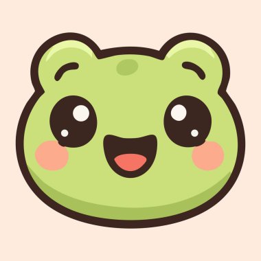 Geniş gülüşlü ve neşeli yüzlü mutlu bebek kurbağa.