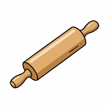 Basit ahşap merdane çizgi film çizimi