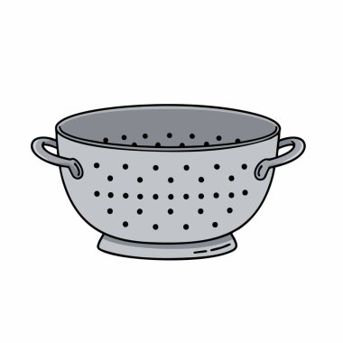 Grey Kitchen Colander Utensil İllüstrasyonu