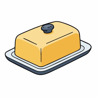 Sarı seramik tereyağı kabının vektör çizimi