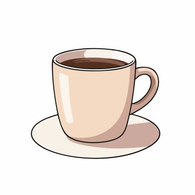 Saucer Illustration ile Ilık Kahve Fincanı
