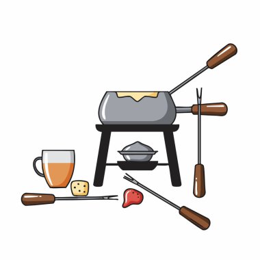 Peynir ve Gıda Çizimleriyle Fondü Seti