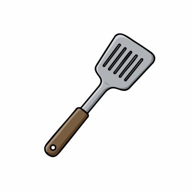 Slotted Spatula Mutfak Mutfağı Yemek Utensil İllüstrasyonu