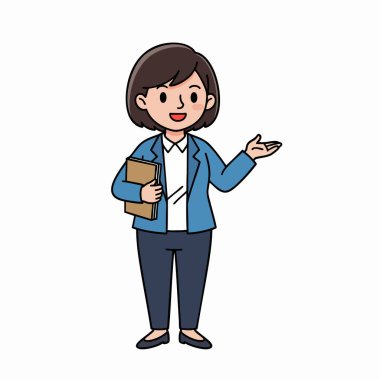 Gülümseyen Bayan Öğretmen Sunar Bilgi Karakteri