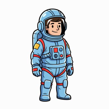 Gülümseyen Erkek Astronot Uzay Adamı Çizgi Filmi Karakteri