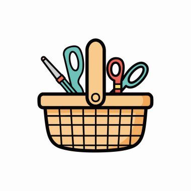 Basitleştirilmiş el işi sepeti vektör çizimi