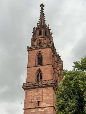 Gothic Cathedral Tower Sundial Cloudy Sky