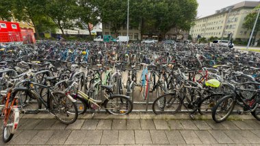 Massive Crowded Bicycle Parking Lot Urban Scene