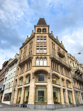 Low Angle View Historic Corner Building Tower Facade
