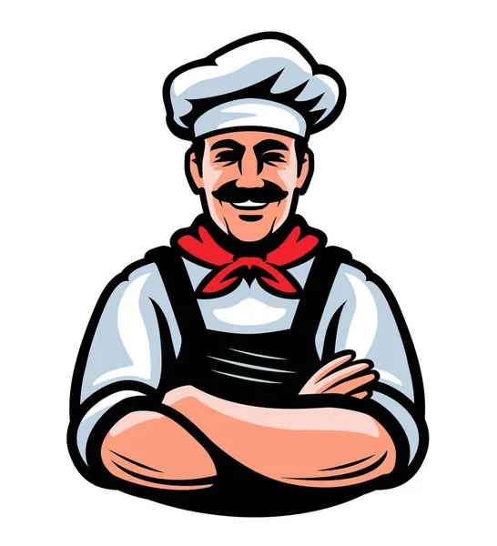 Jolie Illustration Cuisinier Souriant Chef Masculin Isolé Sur Fond Blanc — Photo