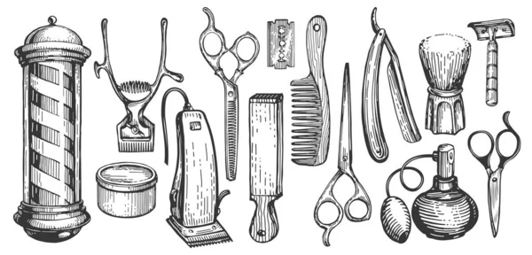 Conjunto Diferentes Ferramentas Barbearia Barbearia Salão Cabeleireiro Para Homens Acessórios — Fotografia de Stock