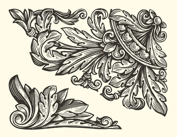 Decorative Floral Design Elements Ornate Swirling Floral Motif Pattern Vector — Stock Vector
