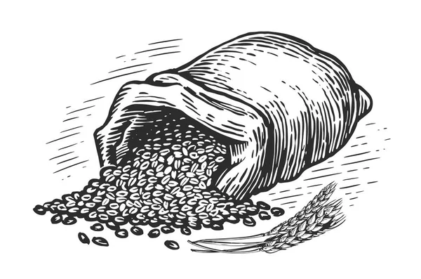 Full Sack Wheat Grains Farm Organic Bread Wheat Baking Flour — Stock Vector