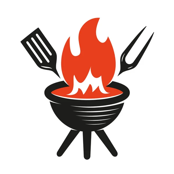 Bbq Grill Simple Symbol Icon Barbecue Charcoal Outdoor Cooking Badge — Archivo Imágenes Vectoriales