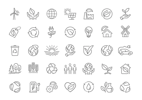 Ecology and Environment, ui icons set in linear style. Eco concept. Symbols and signs with thin outline