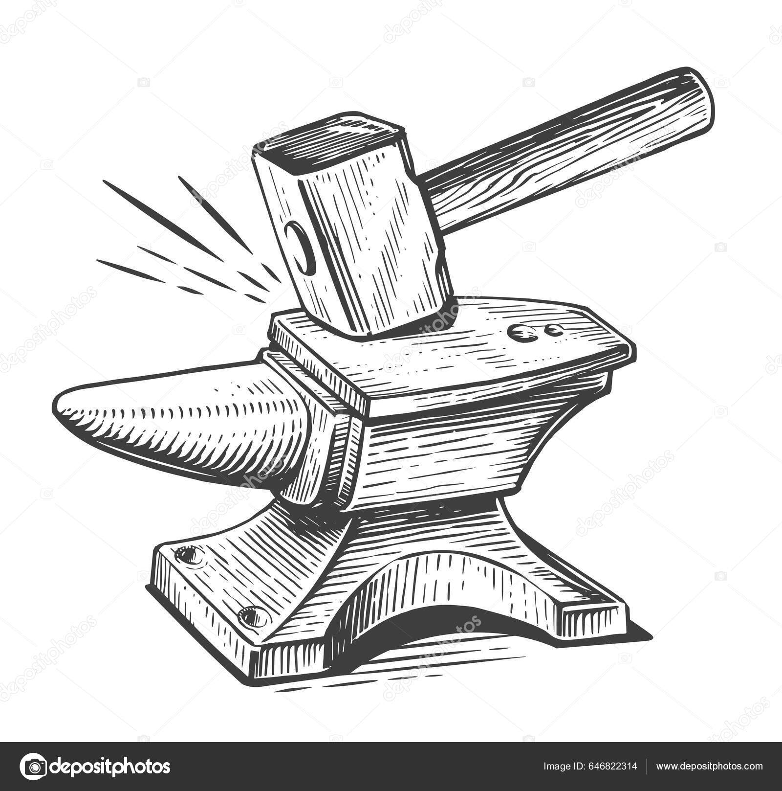 Hammer Golpea Yunque Herrero Artesanal Forja Concepto Taller Metal  Ilustración Vector de stock por ©sergeypykhonin 646822314