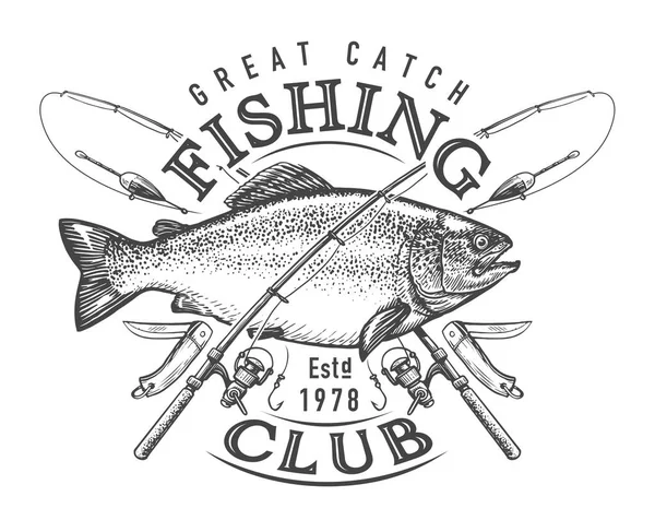 Emblema Del Club Pesca Deportes Aire Libre Concepto Estilo Vida — Vector de stock