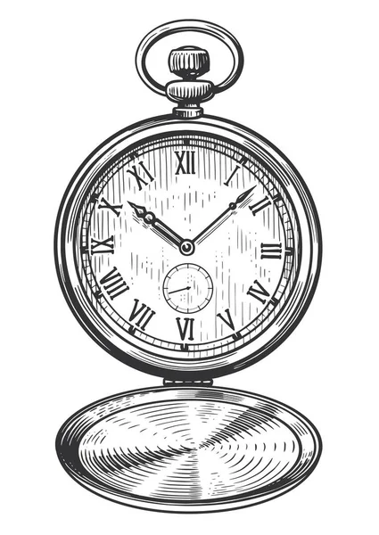 Montre Poche Mécanique Classique Avec Couvercle Cadran Cadran Horloge Avec — Image vectorielle