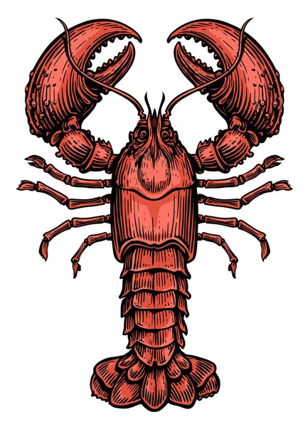 Ilustrasi Vektor Crayfish Merah Diisolasi Pada Latar Belakang Putih Makanan - Stok Vektor