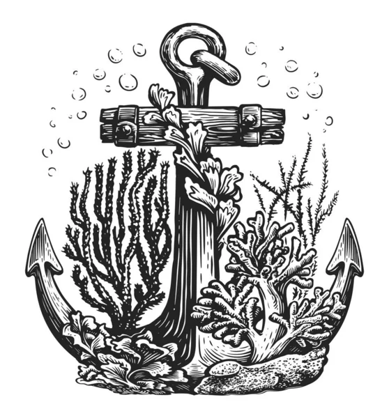 Stary Skecz Kotwicy Klasyczna Ilustracja Koncepcja Morska — Zdjęcie stockowe