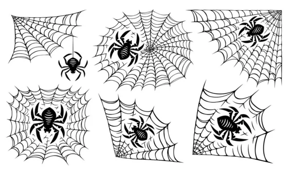 Spinnenweb Geïsoleerd Cobweb Set Halloween Concept Illustratie — Stockfoto