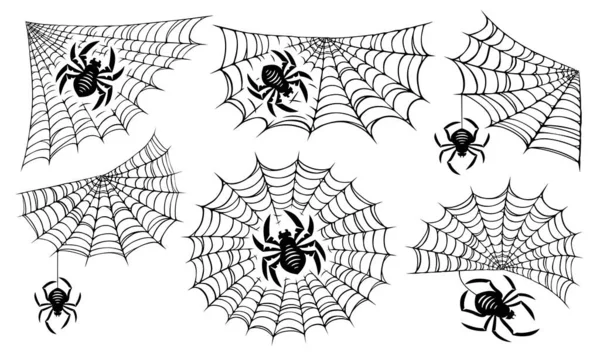 Spinne Und Netz Konzept Zur Dekoration Von Halloween Sammlungselemente — Stockfoto