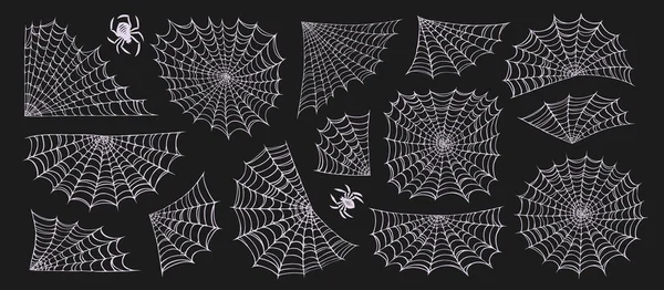 蜘蛛和网络集 概念万圣节装饰设计 说明Cobweb集合要素 — 图库矢量图片