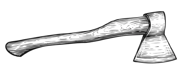 Ручной Рисунок Топора Деревообрабатывающий Инструмент Подробный Рисунок Стиле Винтажного Гравюры — стоковый вектор