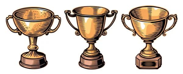 Winner Cup Golden Trophy Award Symbol Winner Vector Illustration — Stock Vector