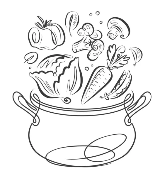Świeże Składniki Patelnia Przygotowanie Żywności Warzywa Przyprawy Ilustracja Wektora Gotowania — Wektor stockowy