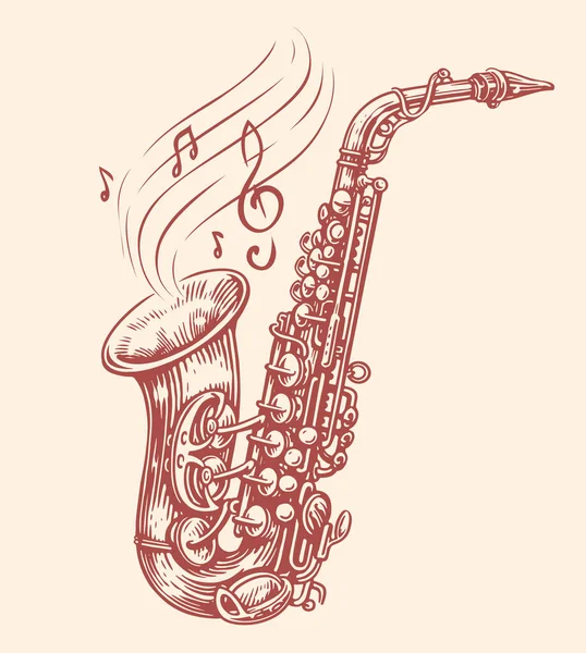 Saxofon Mit Noten Die Herauskommen Jazz Musikinstrument Vektorillustration — Stockvektor