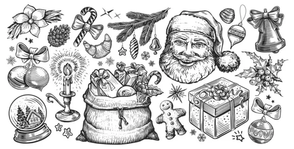 Christmas Concept Hand Drawn Illustration Retro Sketch Style Holiday Design — Stock Photo, Image