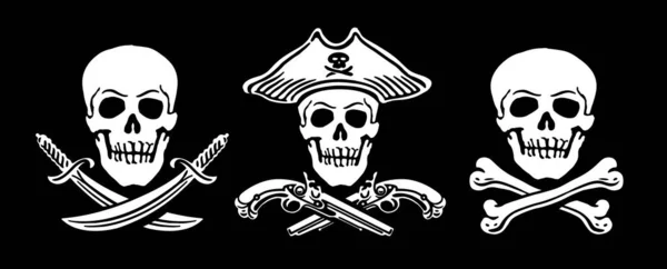 头盖骨的海盗旗Jolly Roger徽章矢量说明 — 图库矢量图片