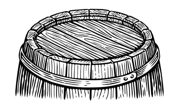 Barrel Wine Beer Whiskey Rum Barrel Hand Drawn Wooden Oak — Stock Photo, Image