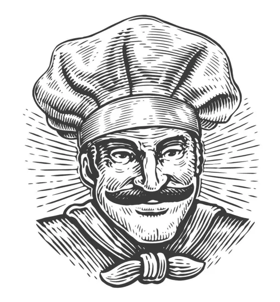 Cook Chefs Hat Happy Smiling Male Chef Toque Cooking Culinary — Archivo Imágenes Vectoriales