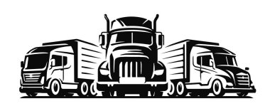 Trucks symbol. Freight transport company emblem or logo. Moving, delivery vector illustration clipart