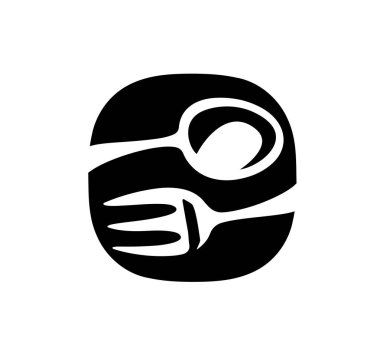 Lokanta veya kafe menüsü için amblem logosu. Kaşık ve çatal simgesi basit