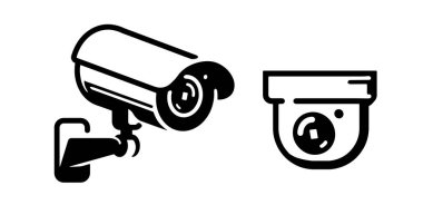 Güvenlik kamerası izleme ekipmanı ikonu. Gözetim sistemi sembolü. Vektör illüstrasyonu