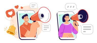 Megafonla reklam kampanyası yapan bir blog yazarı. Sosyal medyadan izleyici çekmek için internet pazarlaması