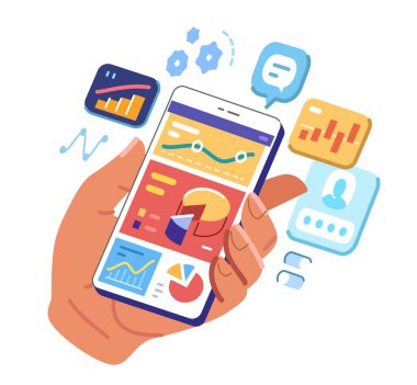 Çevrimiçi veri istatistikleri, analizler ve yönetim. Akıllı telefondan iş grafiği ve finans