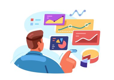 Yatırım fırsatlarını, borsayı, istatistikleri analiz et. İş adamı iş haritaları ve grafikleriyle çalışır.