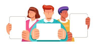 İnsan hakları ve eşitlik. Elinde tabela tutan bir grup insan. Protesto, aktivizm