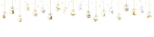 Colgando Bolas Oro Colores Con Diferentes Iconos Abstractos Para Navidad — Archivo Imágenes Vectoriales