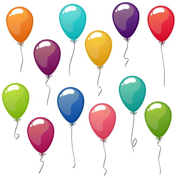 Eps Vector Illustratie Collectie Van Verschillende Gekleurde Vliegende Ballonnen Voor — Stockvector