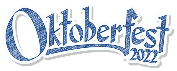 Eps Vector Illustration Blue White Header Scribble Pattern Text Oktoberfest — Vetor de Stock