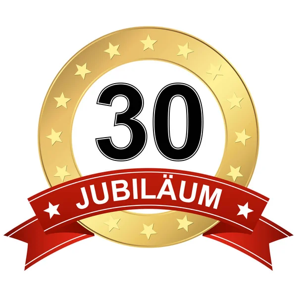 Jubilee düğmesi ile 30 yıldır (metin Almanca bayrak)