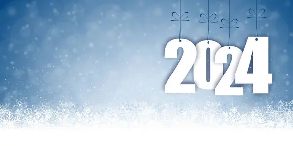 Eps Panorama Afişi Kar Yağışı Hafif Efektler Yeni Yıl 2024 Telifsiz Stok Vektörler