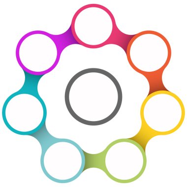 Takım çalışma sürecini gösteren farklı seçeneklerle iş bilgisi grafiğinin renkli şablonu