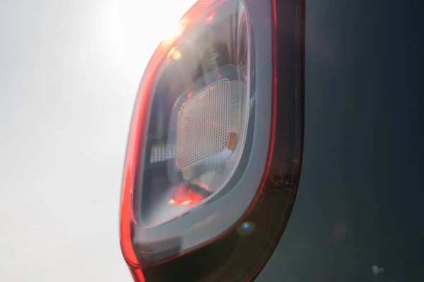 Close Red Tail Light Shining Sun Car Part Concept — Photo