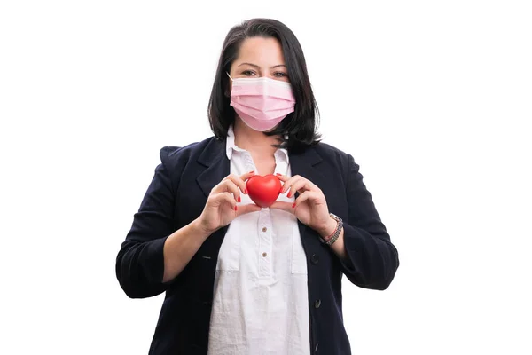 Imprenditrice Adulta Che Indossa Una Maschera Medica Chirurgica Usa Getta — Foto Stock